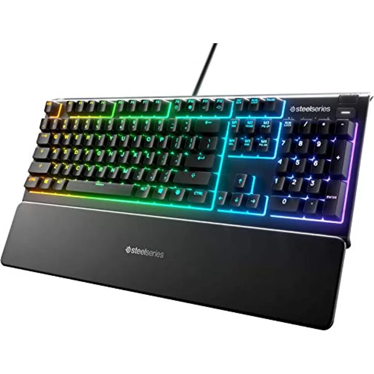 SteelSeries Apex 3 - Gaming Tastatur - 10-Zonen RGB-Beleuchtung - Premium magnetische Handballenauflage - Türkisch (QWERTY) Layout