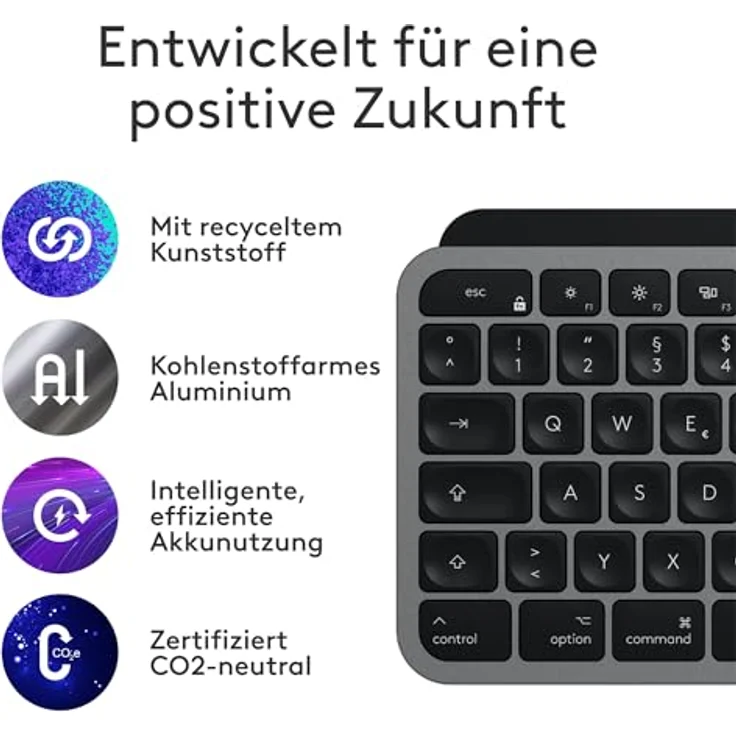 Logitech MX Keys S for Mac, Kabellose Tastatur mit Hintergrundbeleuchtung, macOS Optimiert, Grau – Bild 5