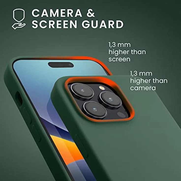 kwmobile Handyhülle für iPhone 14 Pro, Silikon Case in Tannengrün, stoßfest, kabelloses Laden, Anti-Rutsch Design – Bild 5