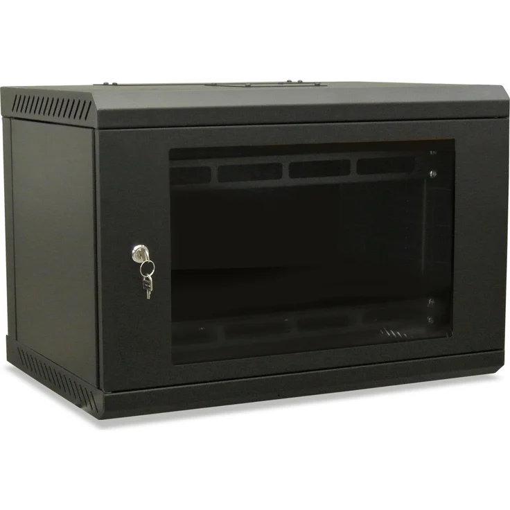 Televes TELE Montageschrank 10.86 HE, 19 Zoll Rack, Serverschrank mit abschließbarer Sicherheitsglastür, Schwarz