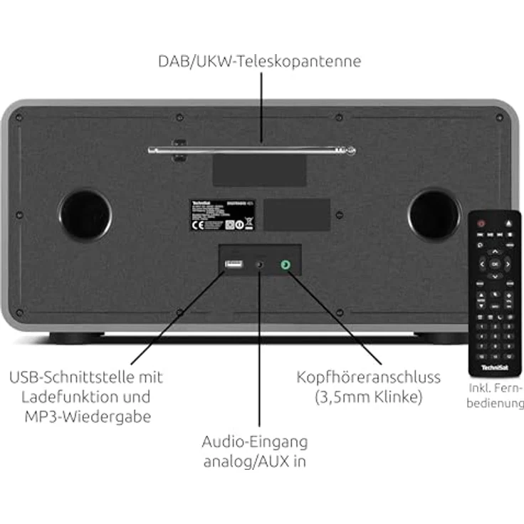 TechniSat DIGITRADIO 425, Stereo DAB+ Internetradio mit CD-Player, Bluetooth 5.2, WLAN, USB, AUX in, Spotify Connect, 40 W, Equalizer, Farbdisplay, App-Steuerung, Anthrazit – Bild 3