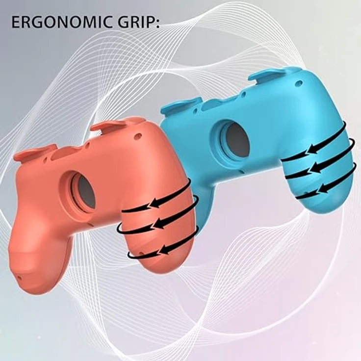 SUBSONIC Griffe Halterung für JoyCon Switch & Switch 2, Komfort Joystick Griffe in Blau und Rot, verbessert Griffigkeit und Schutz – Bild 4