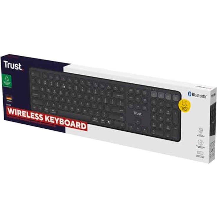 Trust Vaiya Kabellose Multigerätetastatur, Schwarz, 2,4 GHz & 3x Bluetooth, Scherentasten, 6 Monate Akkulaufzeit, Multi-OS-Unterstützung – Bild 15