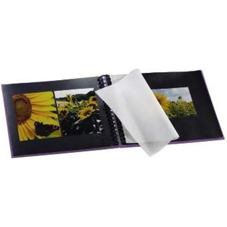 Hama Fotoalbum, 28 x 24 cm, 50 schwarze Seiten, 25 Blatt, mit Ausschnitt für Bildeinschub, Fotobuch lila – Bild 2