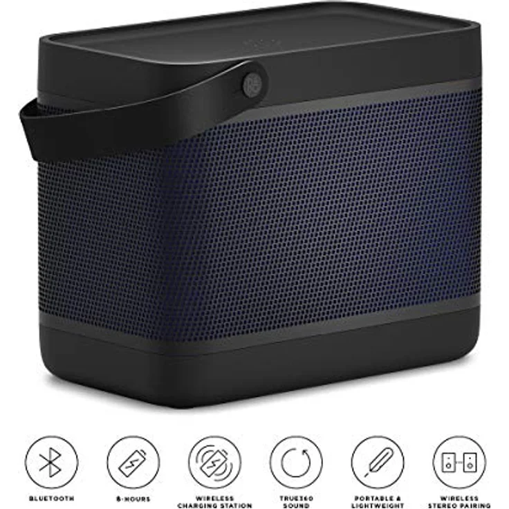 Bang & Olufsen Beolit 20 - Leistungsfähiger, kabelloser, tragbarer 360° Bluetooth Heim- Lautsprecher mit USB-C Ladekabel und integrierter Qi Ladestation - Schwarz Anthracite – Bild 2