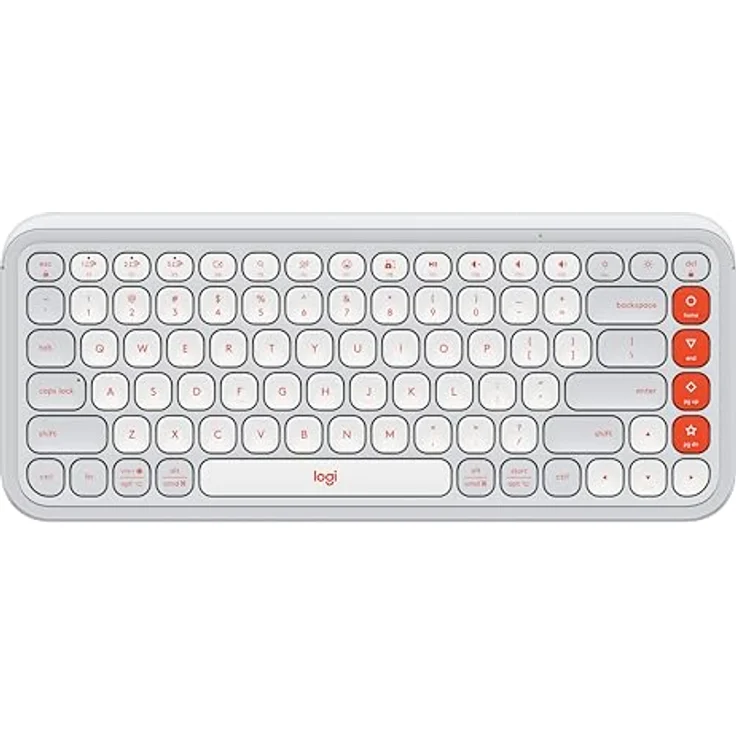 Logitech POP ICON Keys kabellose Bluetooth-Tastatur, programmierbare Tasten, Easy-Switch zwischen bis zu 3 Geräten - Weiß, QWERTY