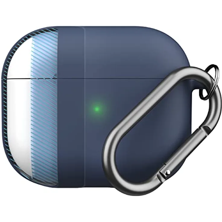 KeyBudz HybridShell Hülle mit Schlüsselanhänger, für Apple AirPods 3, Etui Schutzhülle, Kopfhörer Zubehör Ladecase, blau