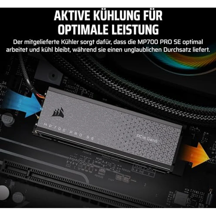Corsair MP700 PRO SE 4TB PCIe 5.0 x4 NVMe 2.0 M.2 SSD – Bis zu 14.000 MB/s. Sequentielles Lesen – Schwarz – Bild 3
