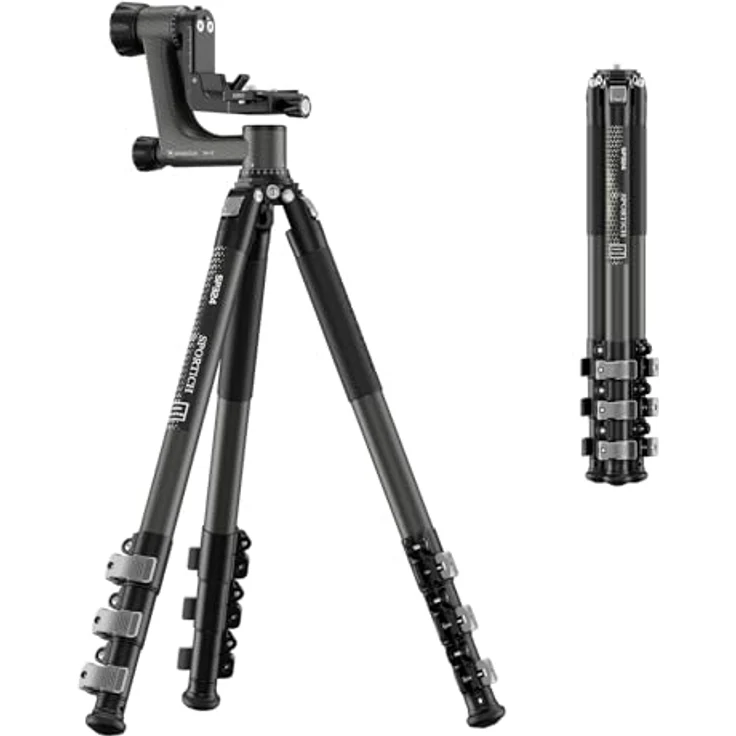 SIRUI Europe Sirui Sportich SP324 + BH-10 Carbon Dreibeinstativ, Arbeitshöhe bis 176,5 cm, Traglast bis 18 kg, nur 2,2 kg leicht – Bild 2