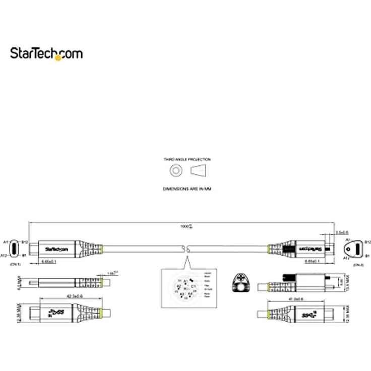 StarTech.com USB-C-Kabel 1m mit Schraubverschluss, 10Gbps, 100W Power Delivery, DP Alt Mode, Grau-Schwarz – Bild 6