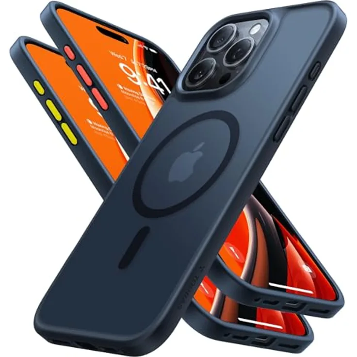 TORRAS Magnetisch Stoßfest für 16 Pro Max Hülle, [Kompatibel mit MagSafe] [Falltest in Militärqualität] Durchscheinende Schlanke Schutzhülle für 16 Pro Max Anti-Fingerabdruck Anti-Kratzen, Schwarz