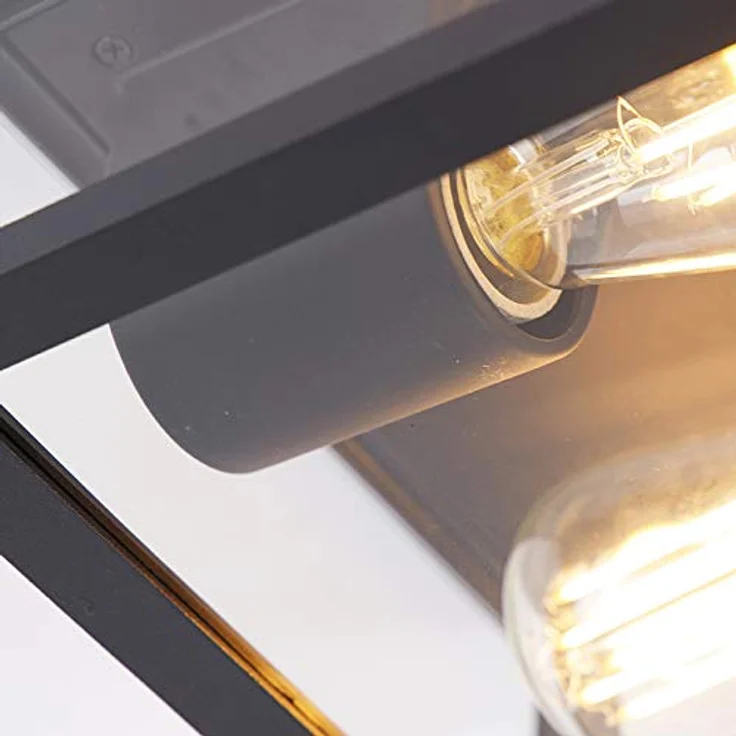 Qazqa Charlois - Design Industrie Vintage Außen Deckenleuchte schwarz IP44 - Aluminium Quadratisch IP44 LED E27 – Bild 5