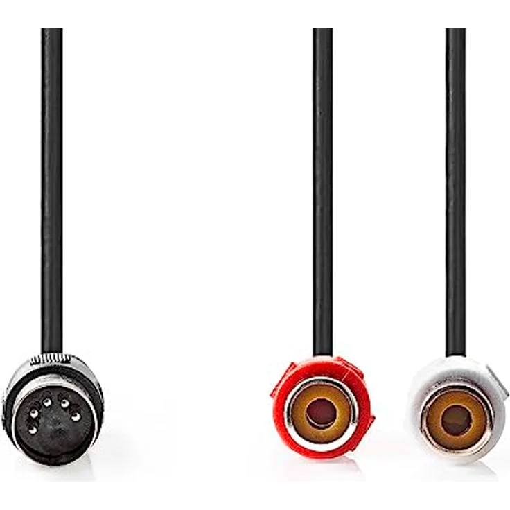 Nedis DIN-Audio-Kabel, 0.20 m, DIN 5-Pin Stecker auf 2x Cinch Buchse, vernickelt, rund, schwarz, PVC – Bild 2