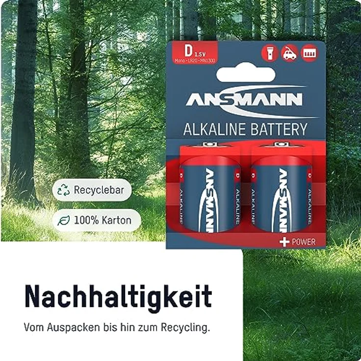 ANSMANN Batterien Mono D LR20 4 Stück 1,5V - Alkaline Batterie langlebig & auslaufsicher - Ideal für Spielzeug, LED Taschenlampe, Radio, Modellbau uvm – Bild 3