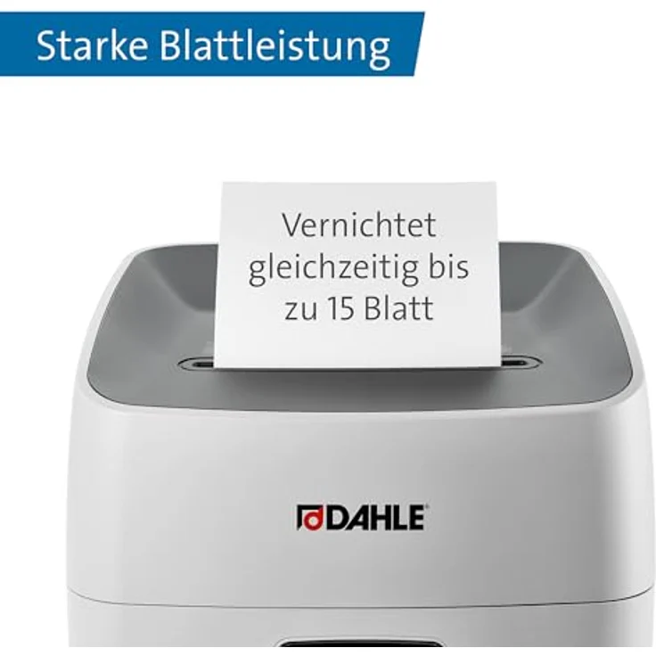 Dahle Deskside 504P Performance-Aktenvernichter, 40L, Sicherheitsstufe P-5, langlebige Verbundstahlwalzen, öl- und wartungsfrei, 13-15 Blatt Einzug – Bild 4