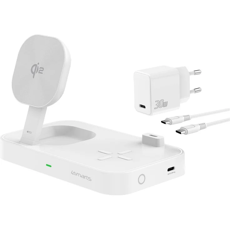 4smarts Qi2 Ladestation Trident (25 W) Wireless Charger, Weiss - Ultimatives Ladeerlebnis mit magnetischer Befestigung – Bild 1