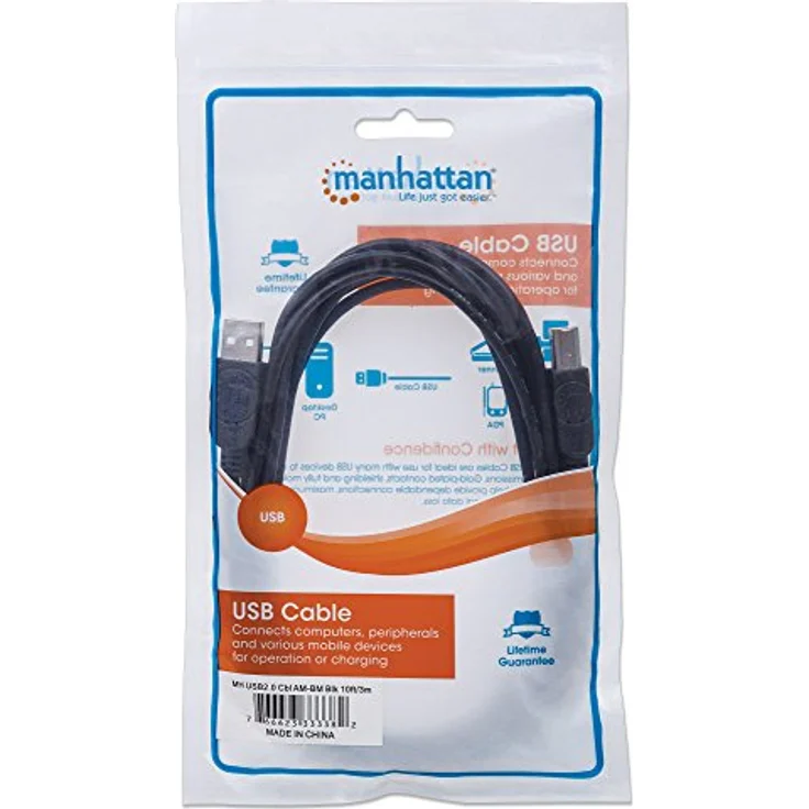 Manhattan 337779 Hi-Speed USB 2.0 Anschlusskabel (Typ A-Stecker auf Typ B-Stecker) 5 m schwarz – Bild 7