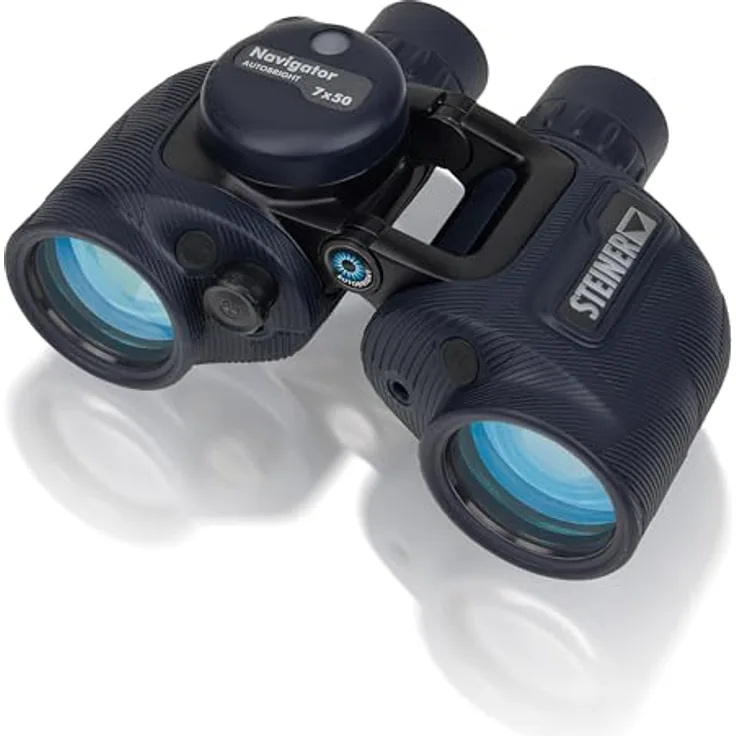 Steiner Marine-Fernglas Navigator Autobright 7x50c - Reduziert Blendungen, HD-stabilisierter Kompass, deutsche Qualitätsoptik - für Wassersportler, blau