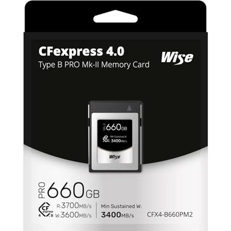 Wise CFexpress 4.0 Type B PRO 660GB MK-II WI-CFX4-B660PM2, Speicherkarte mit 3700 MB/s Lesegeschwindigkeit und 3600 MB/s Schreibgeschwindigkeit – Bild 3