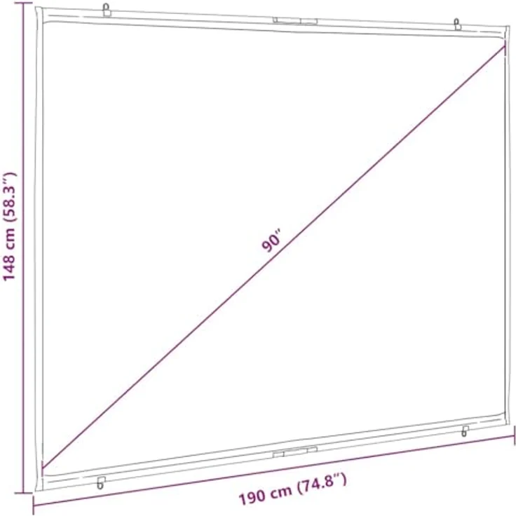 vidaXL Beamer Leinwand 90 Zoll 4:3, Wandhängend, Projektionswand aus 100% Polyester, für Heimkino und Präsentationen – Bild 3
