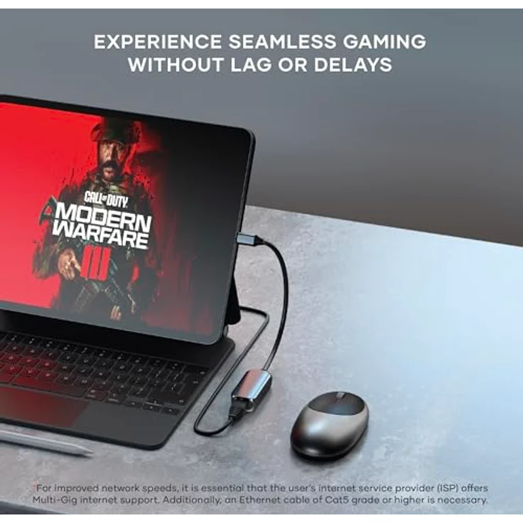 Satechi USB-C 2.5 Gigabit Ethernet Adapter, Hochgeschwindigkeits-Internetverbindung, Aluminiumgehäuse, 35,6 g, Silber – Bild 4