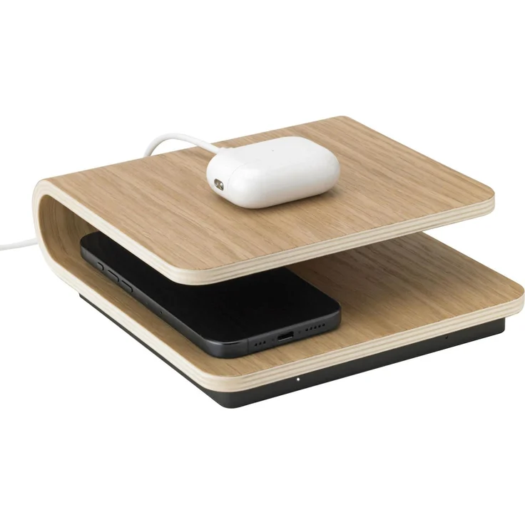Stelton Kabelloses Ladegerät RO, Holz in Eichenfarbe, 17,5 cm Breite, 19 cm Tiefe, 6,4 cm Höhe