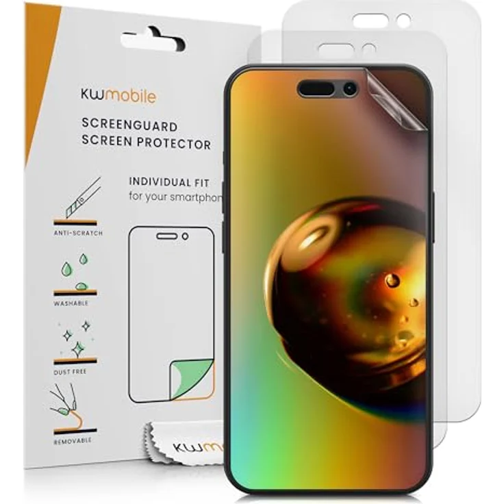 kwmobile 3X Folie matt kompatibel mit Apple iPhone 16 Pro Max - Displayschutzfolie Schutzfolie - entspiegelnde Displayfolie, transparent – Bild 1