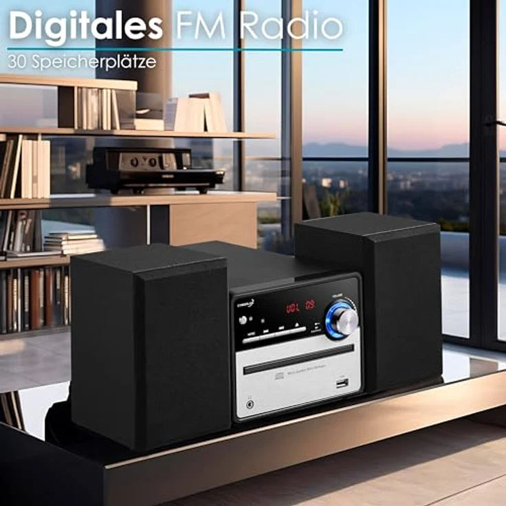 Cyberlux CL-3120 Retro HiFi Kompaktanlage | Stereoanlage | Kompaktanlage | USB | Line Out | CD/MP3 | FM Radio | 30 Speicherplätze | LED-Display | Kassettenspieler | Mini HiFi Anlage | Stereoanlage mit Boxen – Bild 3