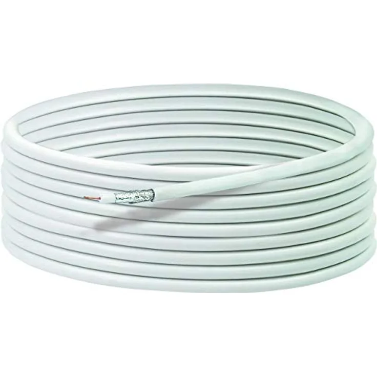 Schwaiger SAT Koaxialkabel 90 dB, 40m, unkonfektioniert, 3-Fach Schirmung, 75 Ohm, digital, HDTV, DVB-S/S2, DVB-C, DVB-T2, weiß, Ø 7 mm