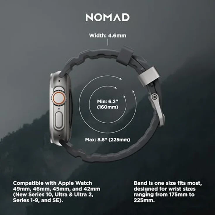 NOMAD Rocky Point Band für Apple Watch 42/44/45/49 mm, leistungsstarkes und wasserfestes Uhrenarmband, Storm – Bild 3