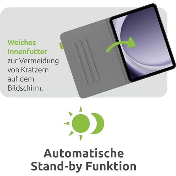 Gecko Covers Tablet Hülle aus Apfelschale für Samsung Galaxy Tab A11 Plus / A9 Plus, mit Schlaf/Wach Funktion, grün – Bild 4