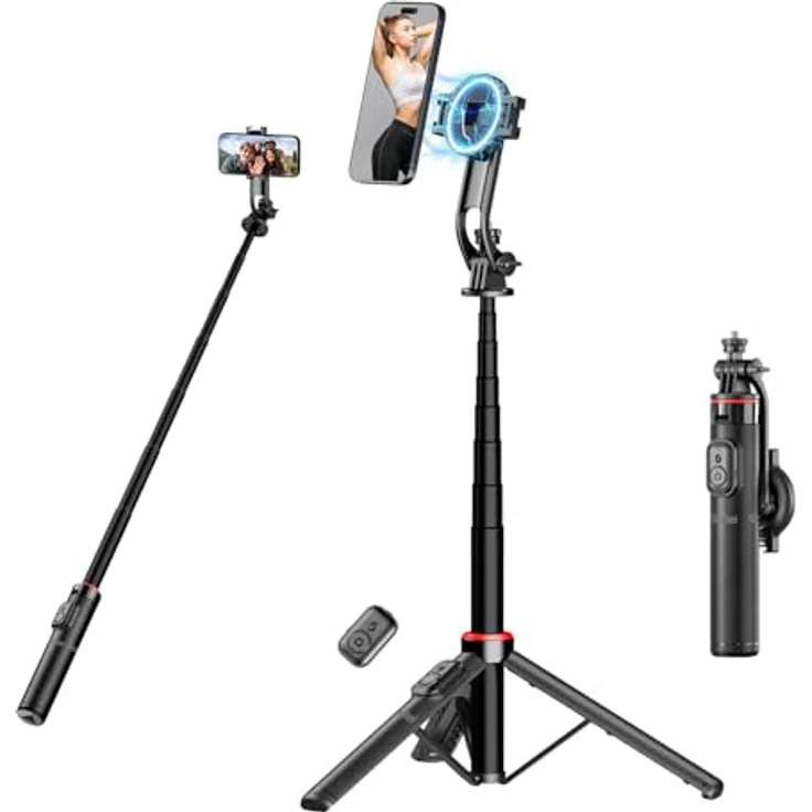 Rollei MagPod Easy Creator, All-in-One-Stativ mit magnetischer Halterung, Schwarz – Bild 1