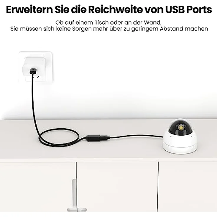 JAMEGA 5m USB 2.0 Verlängerungskabel, USB-A Buchse auf A Stecker, Übertragungsgeschwindigkeit 480 Mbit/s, schwarz – Bild 2