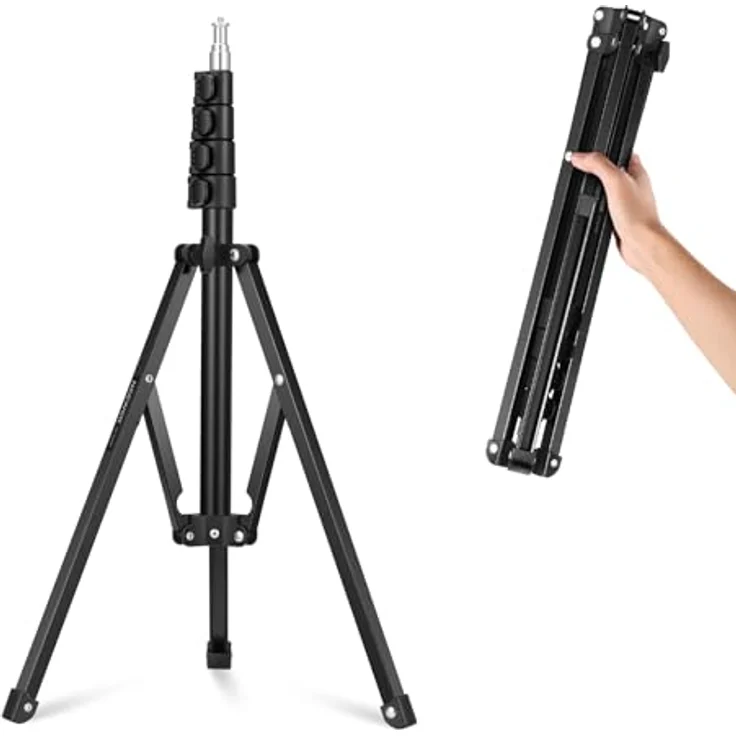 NEEWER ST180R 71"/180cm Tragbares Lichtstativ, Verstellbares Metall Kamerastativ mit Klappverschluss, für Live Streaming und Vlog Videoaufnahmen, kompatibel mit LED Ringlichtern und DSLR Kameras – Bild 1