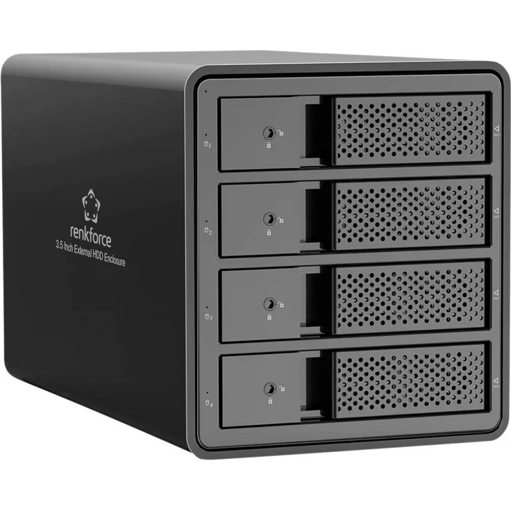 Renkforce RF-6647598, 3.5 Zoll Festplattengehäuse mit 4 Bay und USB 3.0, Aluminiumlegierung