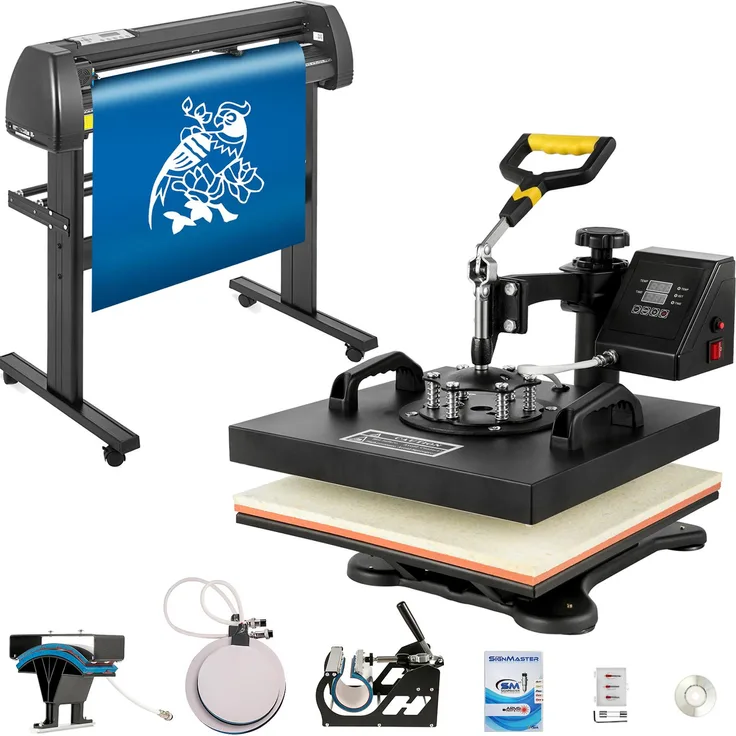VEVOR 5-in-1-Wärmepresse-Transfermaschine 38 x 38 cm mit 34-Zoll-Vinyl-Schneideplotter, digitaler Steuerung und umfangreichem Zubehör