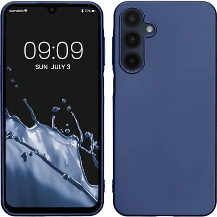 kwmobile Schutzhülle kompatibel mit Samsung Galaxy A16 5G - Flexibles Silikon Case in Metallic Blau mit modernem Glanzeffekt