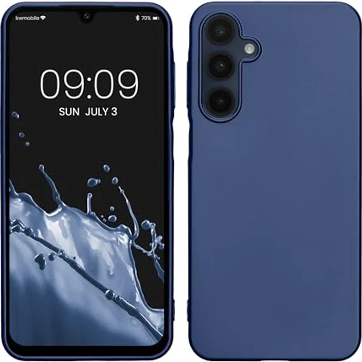 kwmobile Schutzhülle kompatibel mit Samsung Galaxy A16 5G - Flexibles Silikon Case in Metallic Blau mit modernem Glanzeffekt – Bild 1