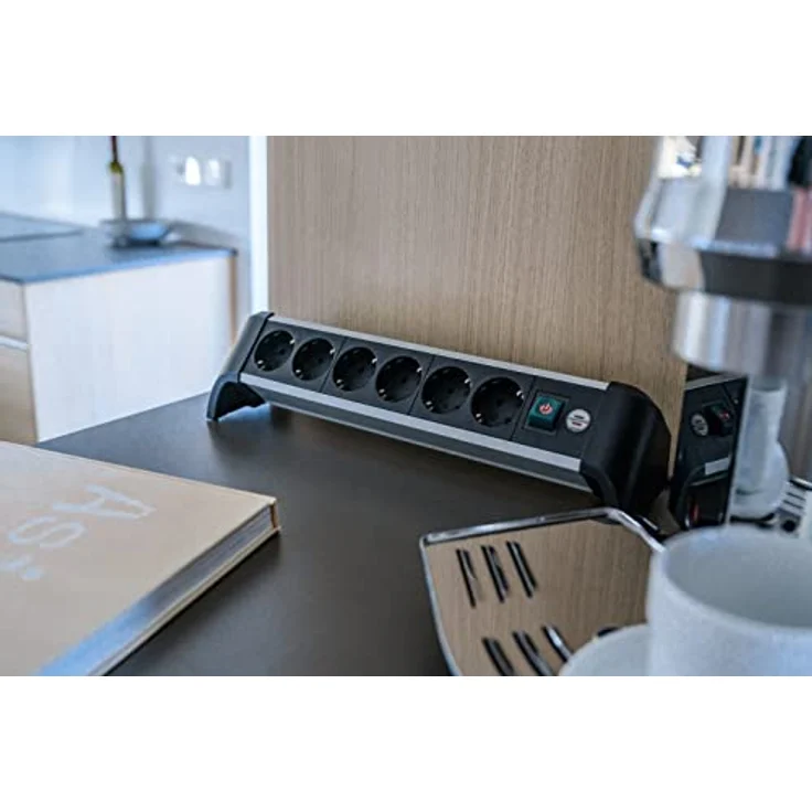 Brennenstuhl Alu-Office-Line Steckdosenleiste 6-Fach/Steckerleiste aus Aluminium für den Schreibtisch (Mehrfachsteckdose mit Schalter und 3m Kabel) – Bild 5