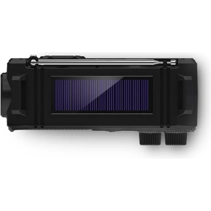 Philips TAR1609 FM/AM-Kofferradio mit internem aufladbarem Akku, AAA-Batterie und Kurbel, Solarzelle, integrierte LED-Leuchte und Taschenlampe - Schwarz – Bild 3