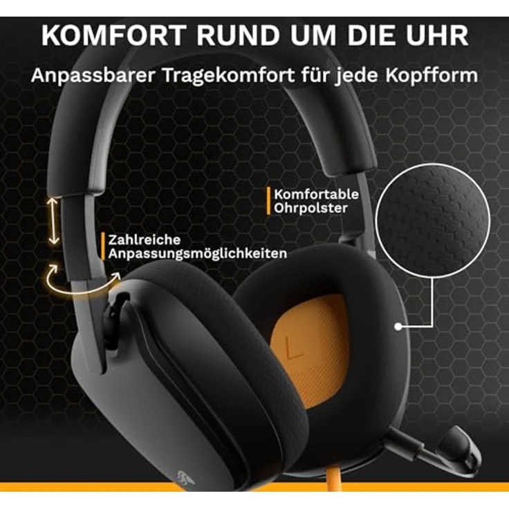 GLORIOUS GHS Eternal, Stereo-Gaming-Headset für PC, PS5, PS4, Xbox, Switch – abnehmbares Mikrofon, 3,5 mm, langlebig, ganztägiger Schwarz – Bild 5