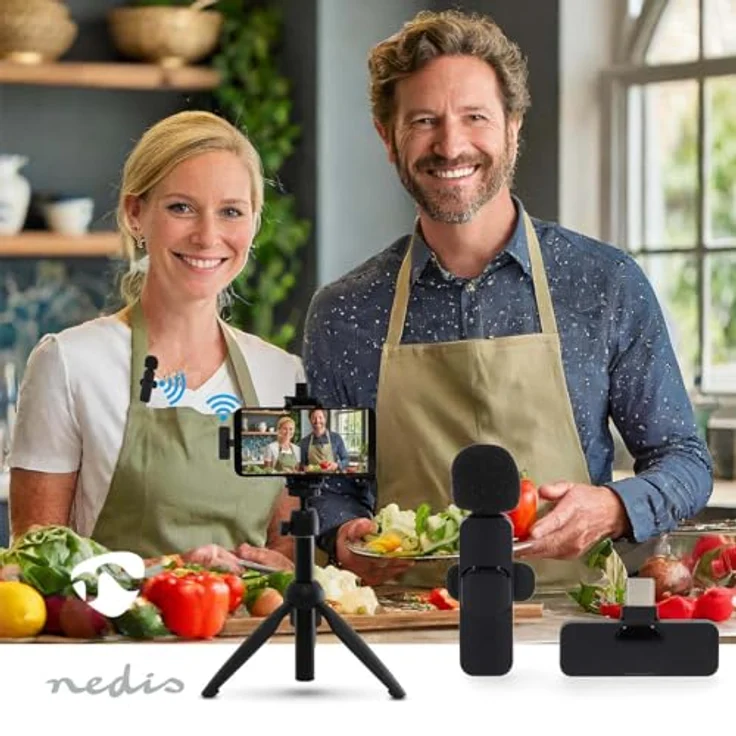 Nedis MICW110BK, kabelloses USB-C Lavaliermikrofon mit omnidirektionalem 360° HD-Mikrofon, 5 Stunden Betriebszeit, schwarz – Bild 6