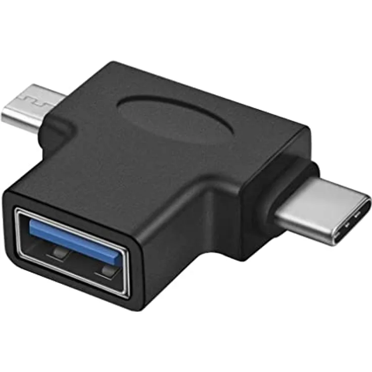 PremiumCord Adapter USB 3.0 zu USB-C + Micro USB B, Buchse zu Stecker, USB 3.0 Typ A Buchse, USB 3.1 Typ C Stecker, schwarz