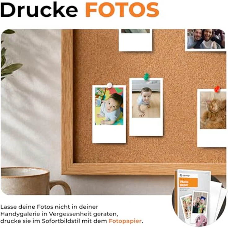 Denver MCP-6010 Mini Fotodrucker, mobiler Farbdrucker mit Bluetooth 5.2, 600 DPI, inkl. Patrone & 20 Blatt Fotopapier Set – Bild 7