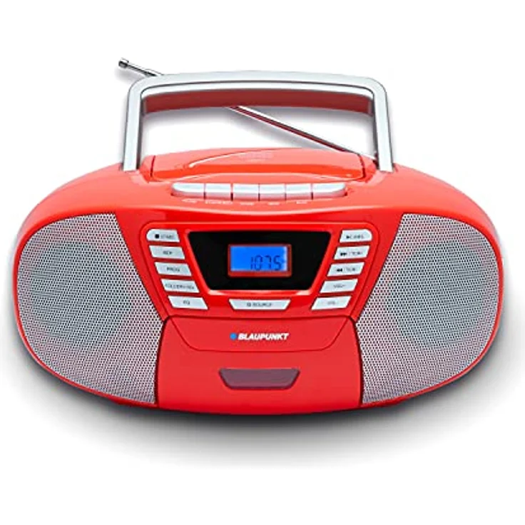 Blaupunkt B 120 RD tragbarer CD Player mit Bluetooth | Kassettenrekorder | Hörbuch Funktion | CD-Player mit USB | kleines CD-Radio | Aux In | PLL UKW Radio | Radio mit CD Spieler | Rot – Bild 1