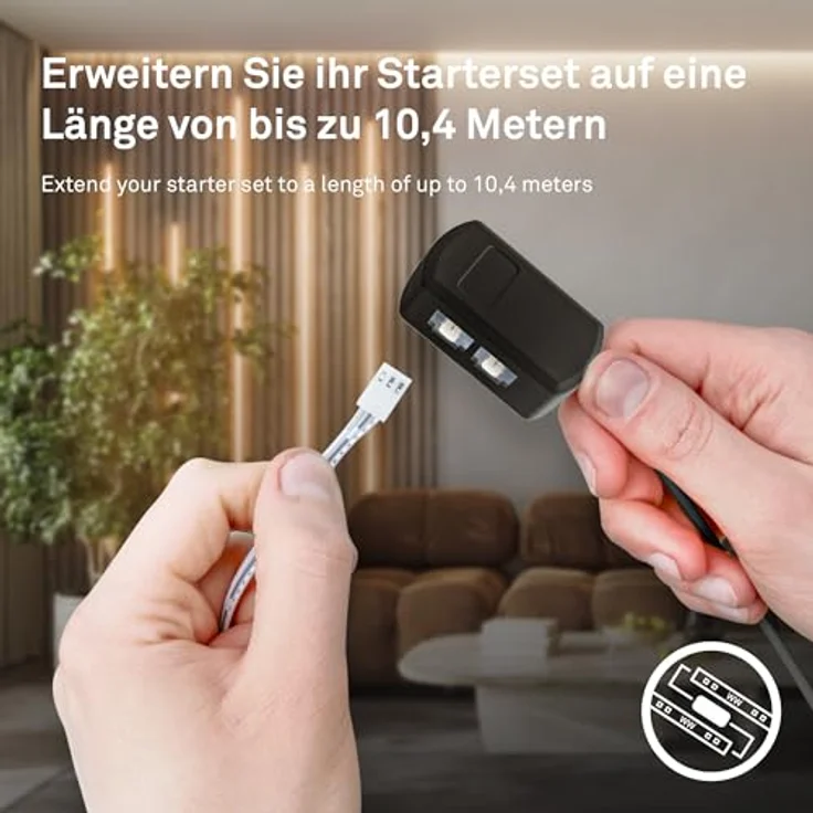 BRILONER - Pimp your Panel LED Strip Starterset, 2,6m, Warmweiß, mit Kabelschalter, LED Streifen, für Zimmer Deko, Weiß – Bild 5
