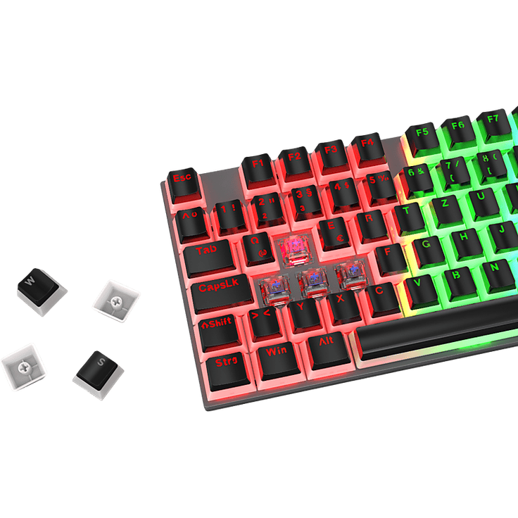 ISY IGA-2000-BK, Pudding Tastenkappen Set für Gaming-Tastaturen, 129 PBT Tastenkappen in Schwarz, kompatibel mit deutschen ANSI und ISO Layouts