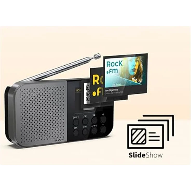 Sharp DR-P520, ultraportables DAB+ Mini-Radio mit integriertem Lautsprecher und Kopfhöreranschluss, Schwarz – Bild 5