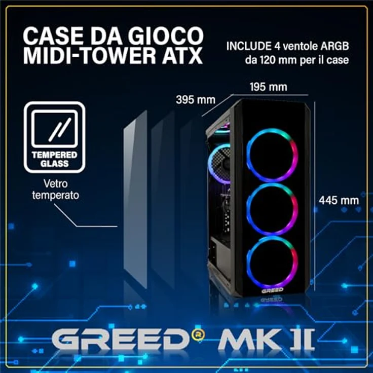 Greed® MK2 - High End Gaming PC - AMD Ryzen 7 5700X, AMD Radeon RX 9060 XT (8GB), 4,6 GHz, 4K, 16 GB RAM, 1 TB SSD, Win 11 Pro – Bild 2