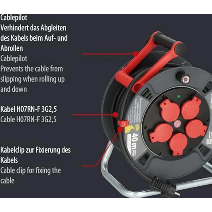 Brennenstuhl Professional Kabeltrommel 320 KU 4200 (40m Kabel in schwarz, Baustelleneinsatz, Made in Germany) - Preisvergleich – Bild 4